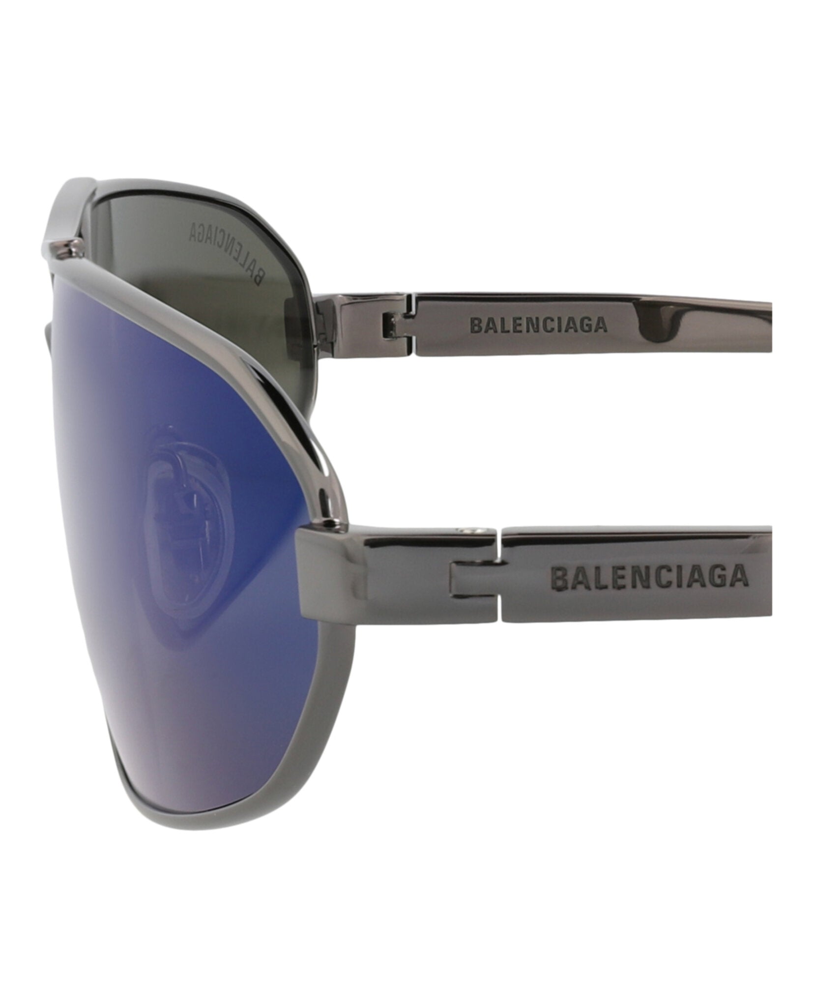 Balenciaga Mens Shield/Wrap Ruthenium Ruthenium Blue Fashion Designer Eyewear