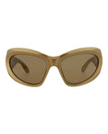 Balenciaga Unisex Shield/Wrap Gold Gold Brown Fashion Designer Eyewear
