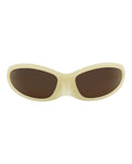 Balenciaga Unisex Shield/Wrap Yellow Yellow Brown Fashion Designer Eyewear Yellow Yellow Brown
