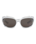 Balenciaga Unisex Shield/Wrap Silver Silver Grey Fashion Designer Eyewear