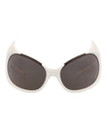 Balenciaga Womens Shield/Wrap Ivory Ivory Grey Fashion Designer Eyewear