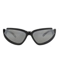 Balenciaga Unisex Shield/Wrap Black Black Silver Fashion Designer Eyewear