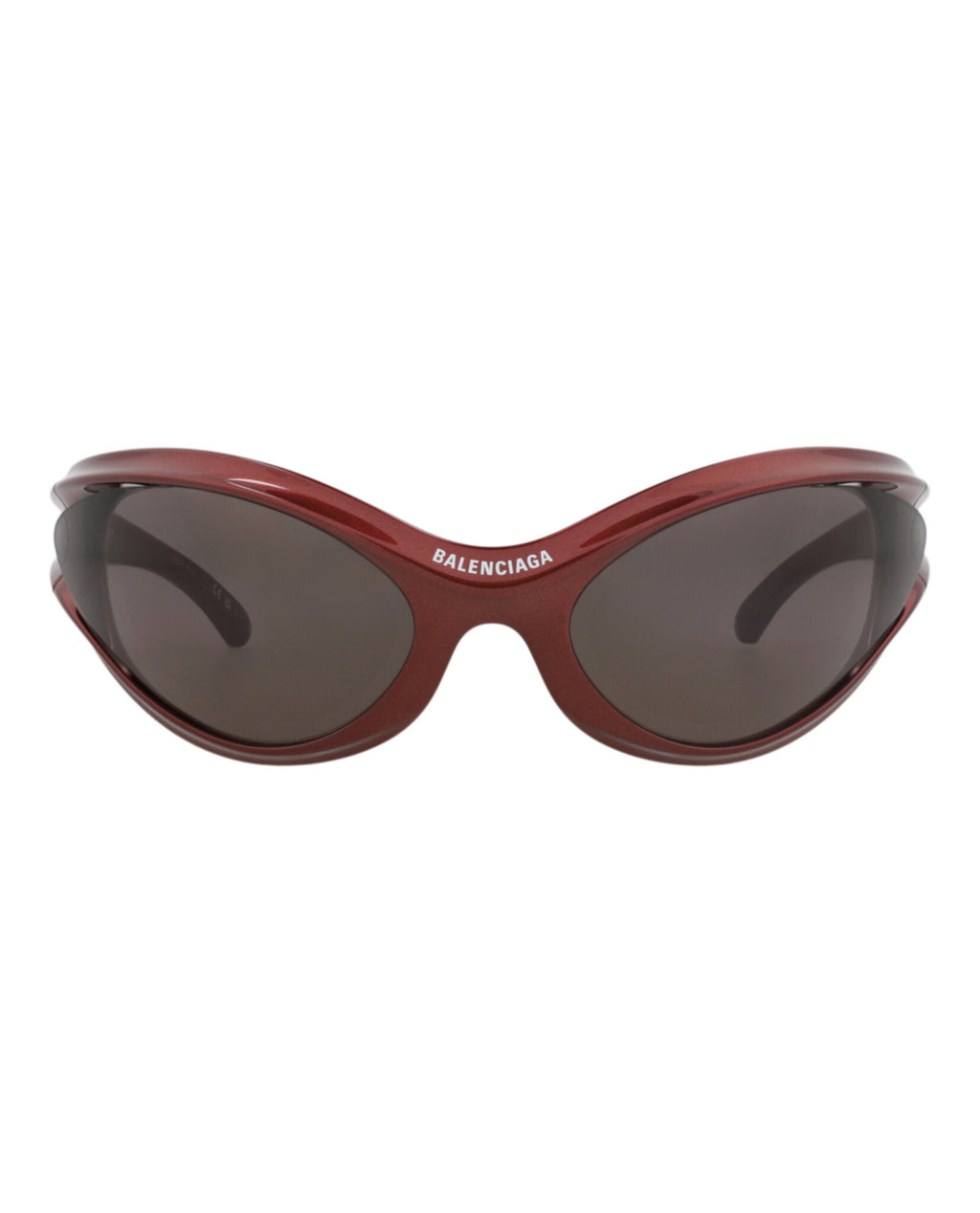 Balenciaga Unisex Shield/Wrap Burgundy Burgundy Grey Fashion Designer Eyewear