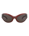Balenciaga Unisex Shield/Wrap Burgundy Burgundy Grey Fashion Designer Eyewear