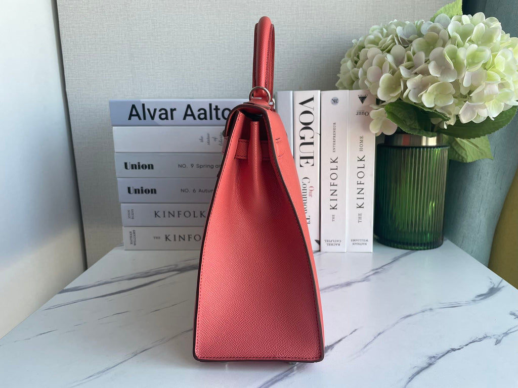 Hermès Kelly 32 Sellier Bi-Color Pink & Coral Epsom (Palladium Hardware)