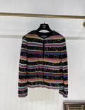Chanel 22S striped colorful woven sequined jacket FR34