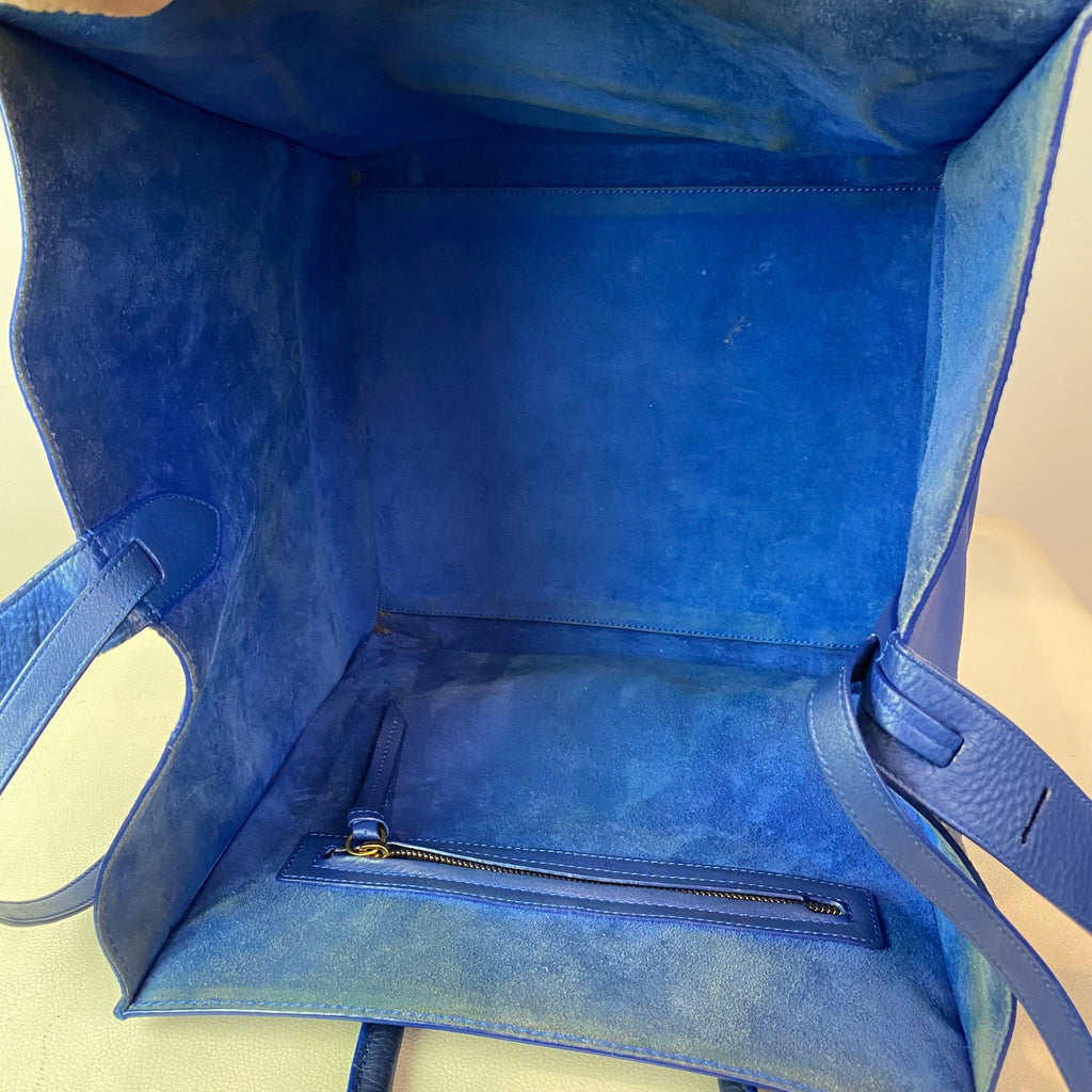 CELINE Phantom Leather Tote Shoulder Bag Blue