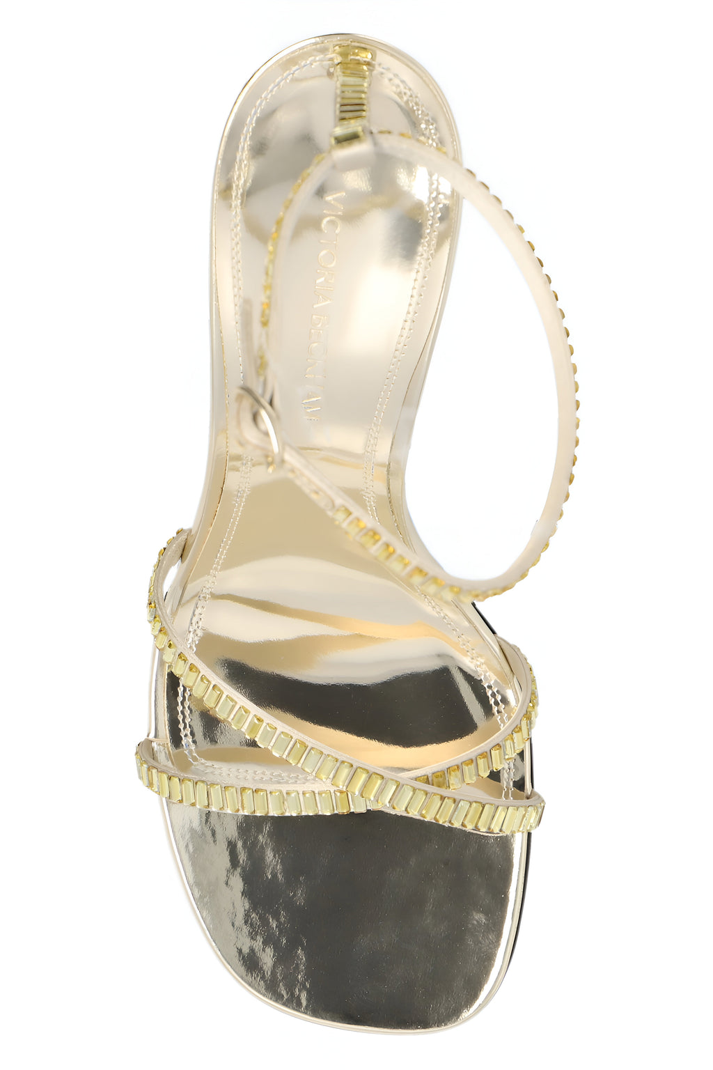 Victoria Beckham Champagne Metallic Embellished Stiletto Sandals
