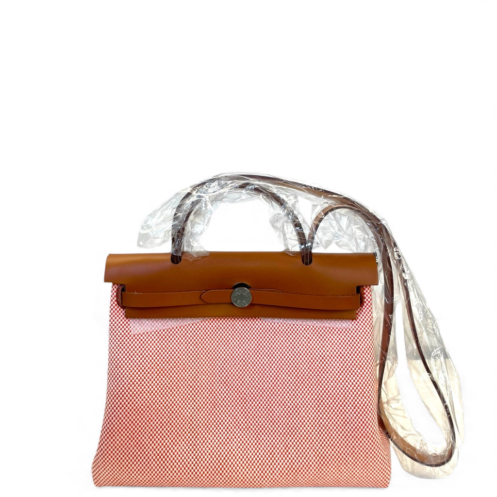 Hermes Herbag 31 Canvas Satchel Palladium Hardware