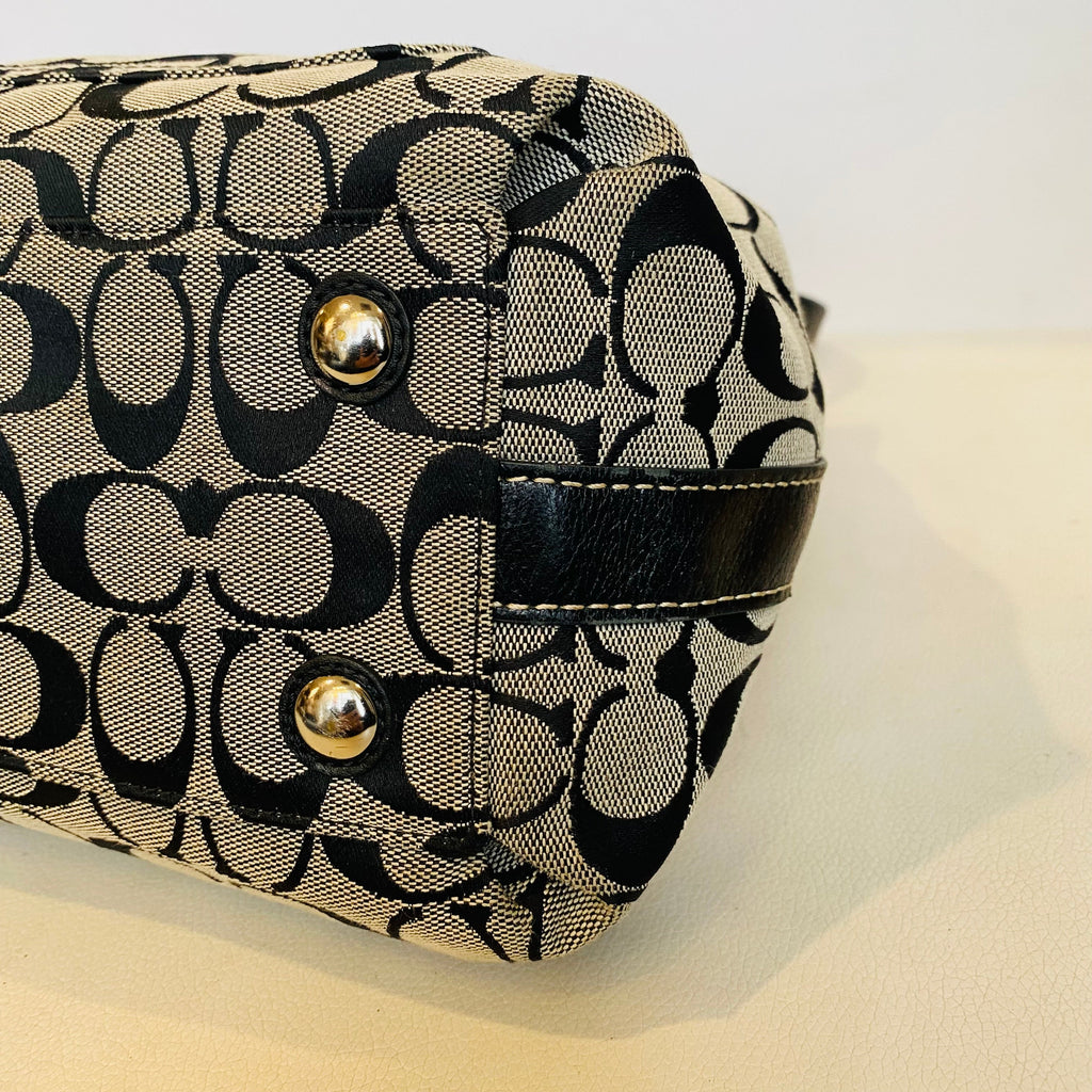 COACH Penelope Signature Black/Gray Tote Handbag F14692