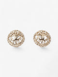 Chanel CC Round Pearl Earrings Gold Base Metal