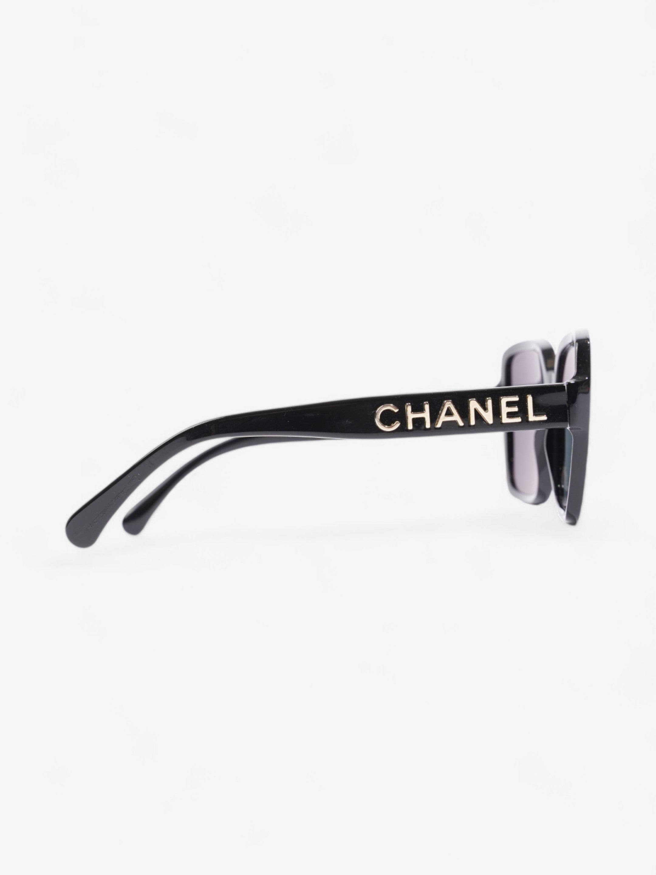 Chanel Square Framed Sunglasses Black / Gold Acetate 140mm