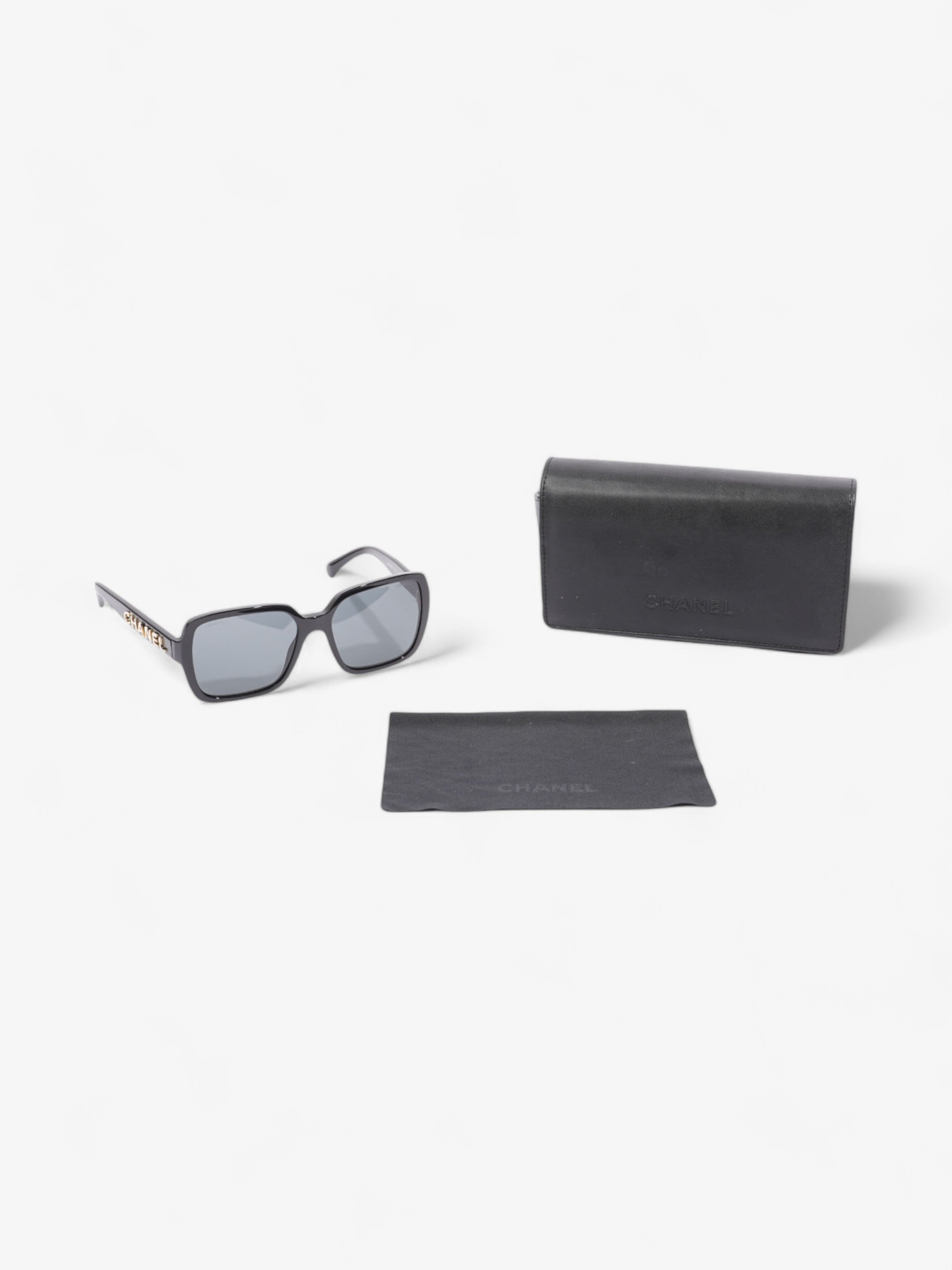 Chanel Square Framed Sunglasses Black / Gold Acetate 140mm
