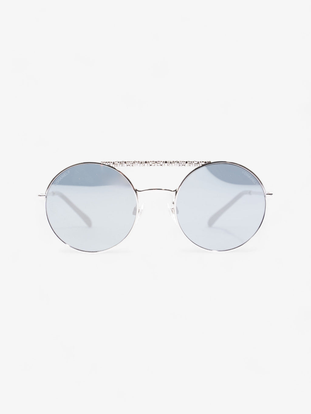 Chanel Round Sunglasses Silver Acetate 140mm
