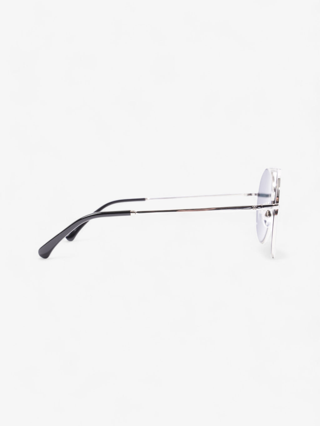 Chanel Round Sunglasses Silver Acetate 140mm