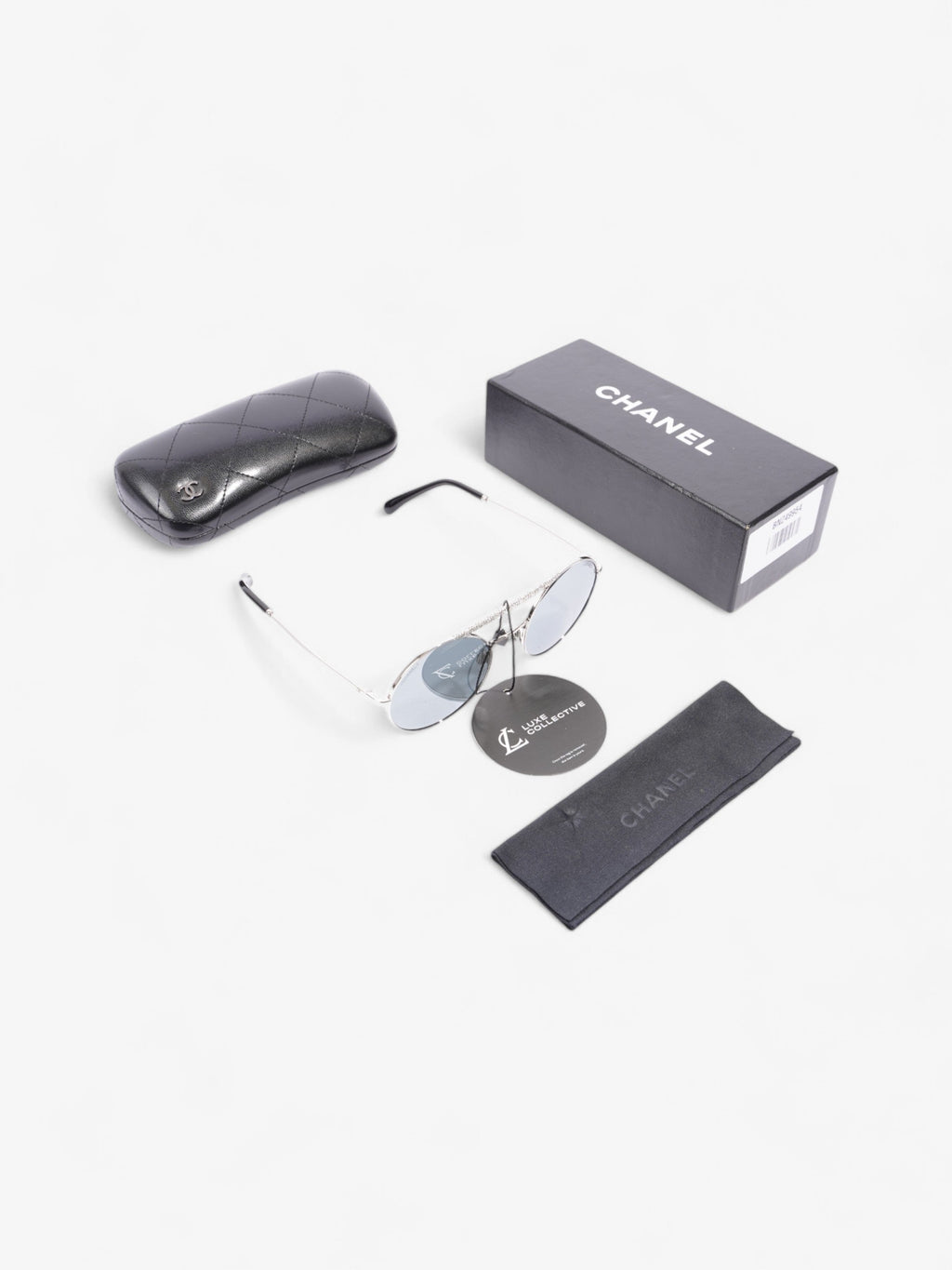 Chanel Round Sunglasses Silver Acetate 140mm