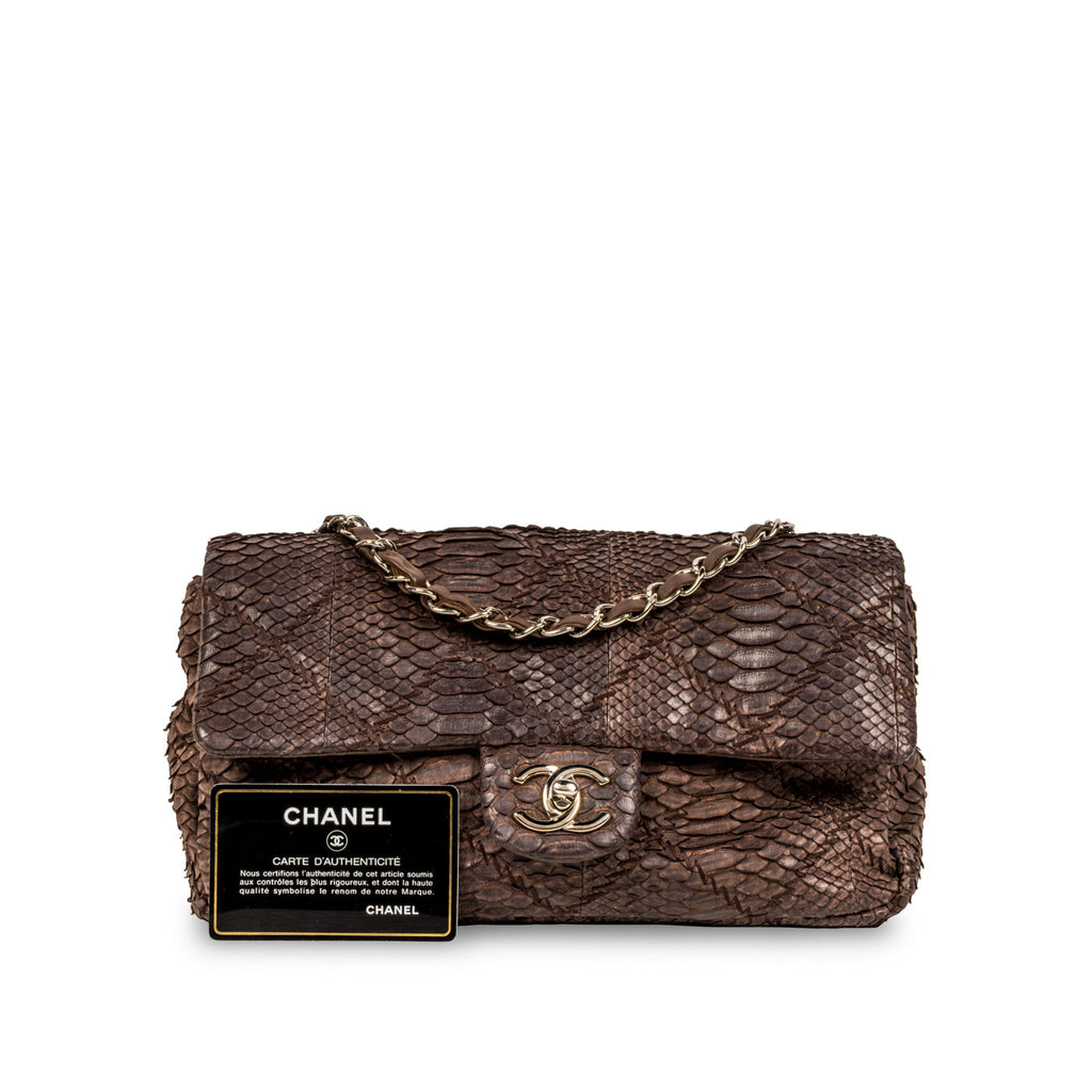 Chanel Python Flap Bag Brown