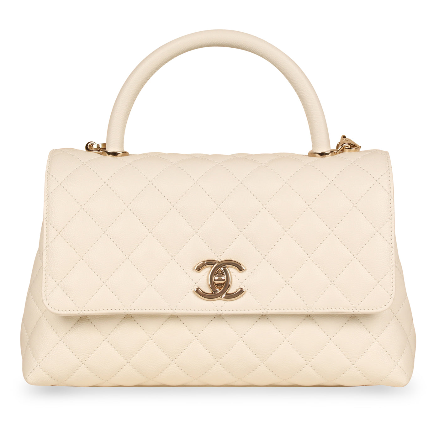 Chanel White Coco Top Handle - Medium