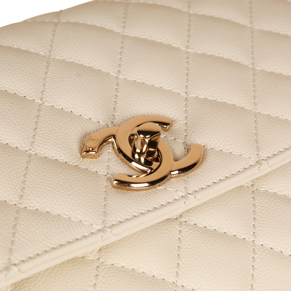Chanel White Coco Top Handle - Medium