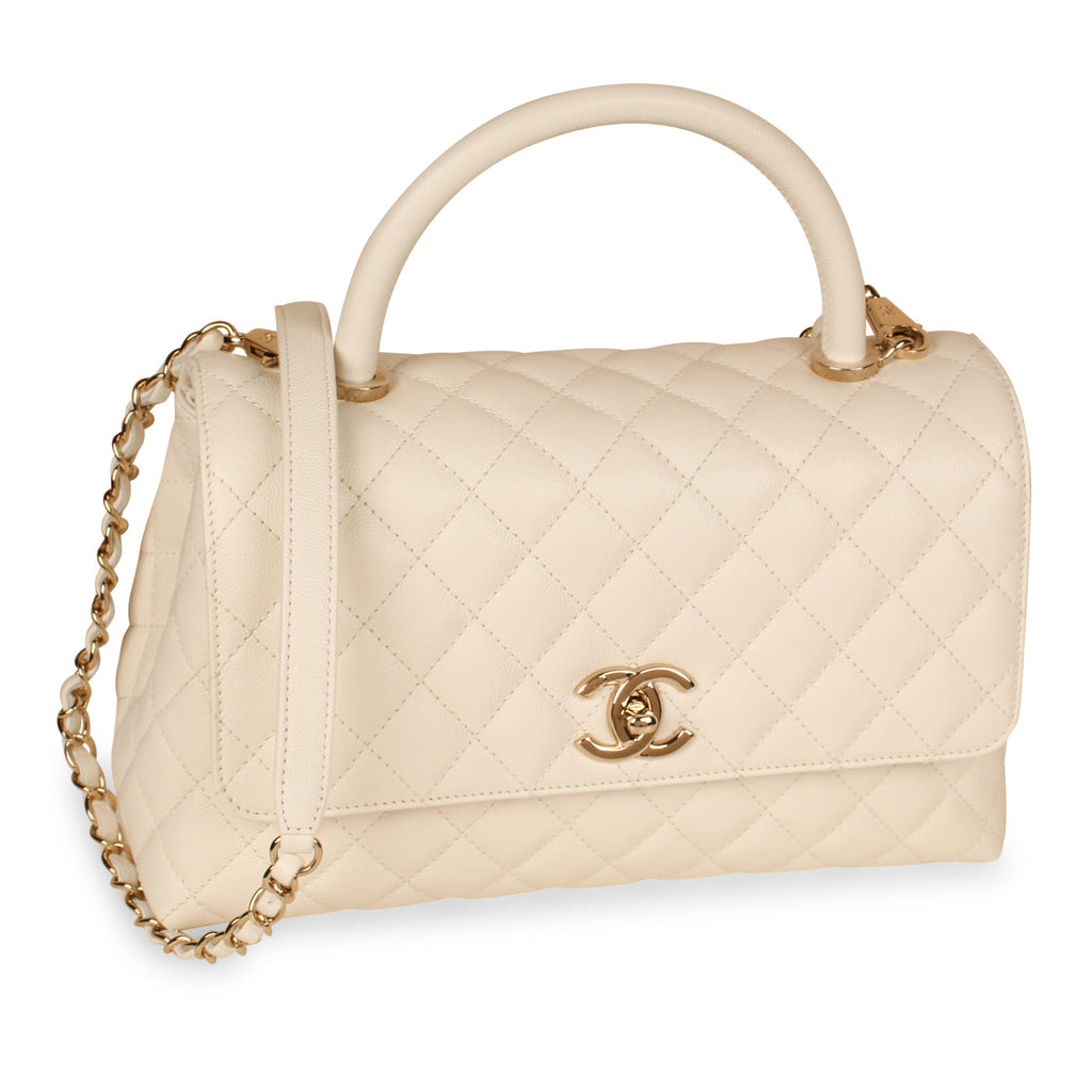 Chanel White Coco Top Handle - Medium
