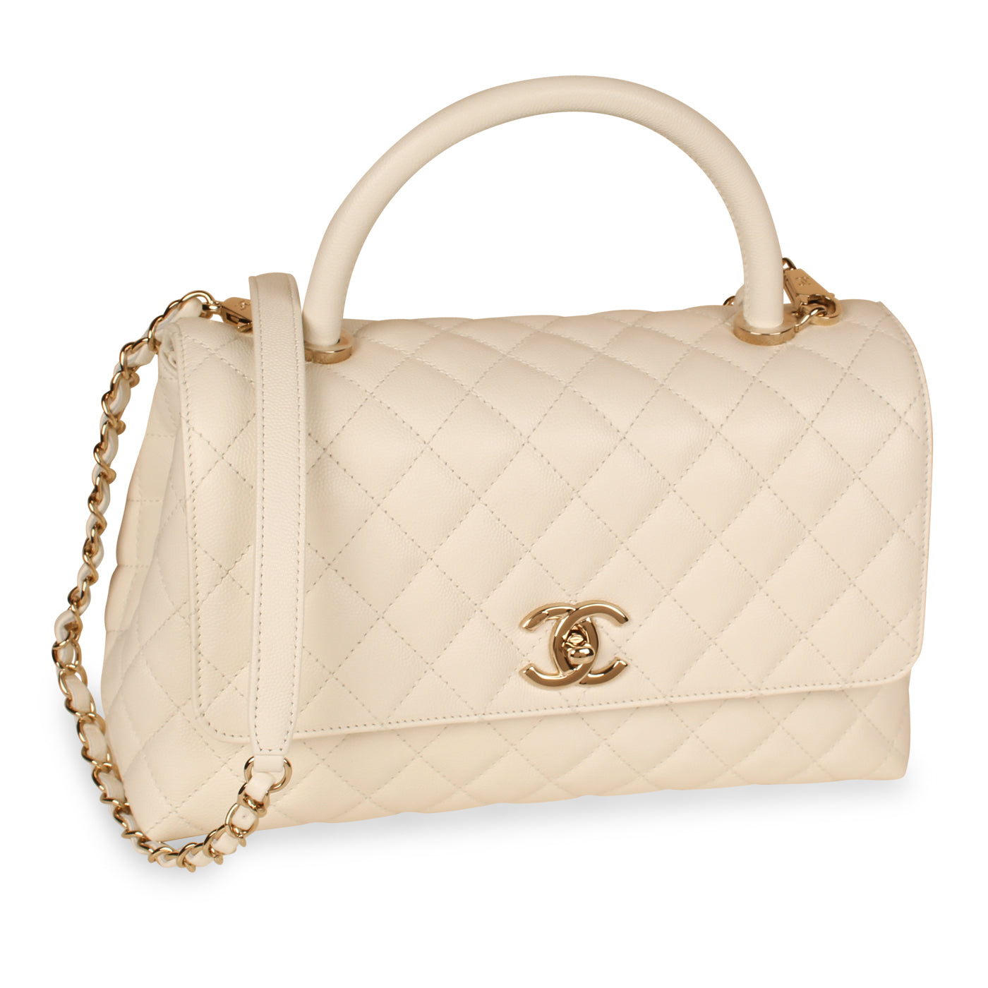 Chanel White Coco Top Handle - Medium
