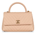 Chanel Pink Chevron Coco Top Handle - Medium