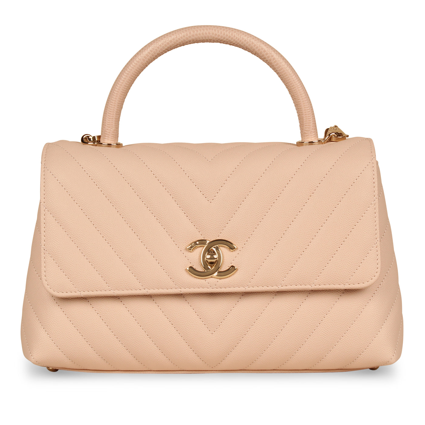 Chanel Pink Chevron Coco Top Handle - Medium