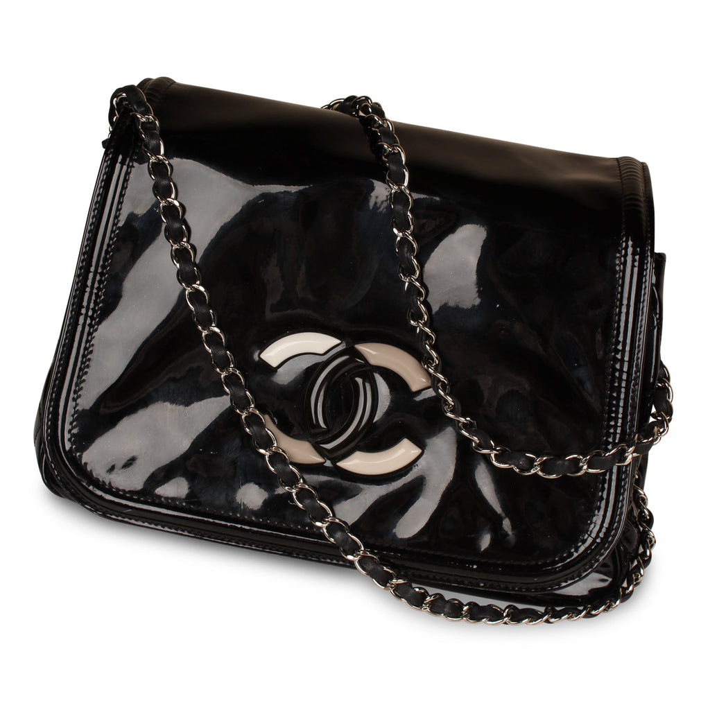 Chanel Vintage Black Vinyl Shoulder Bag