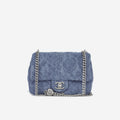 Chanel Denim Quilted Camellia Flap