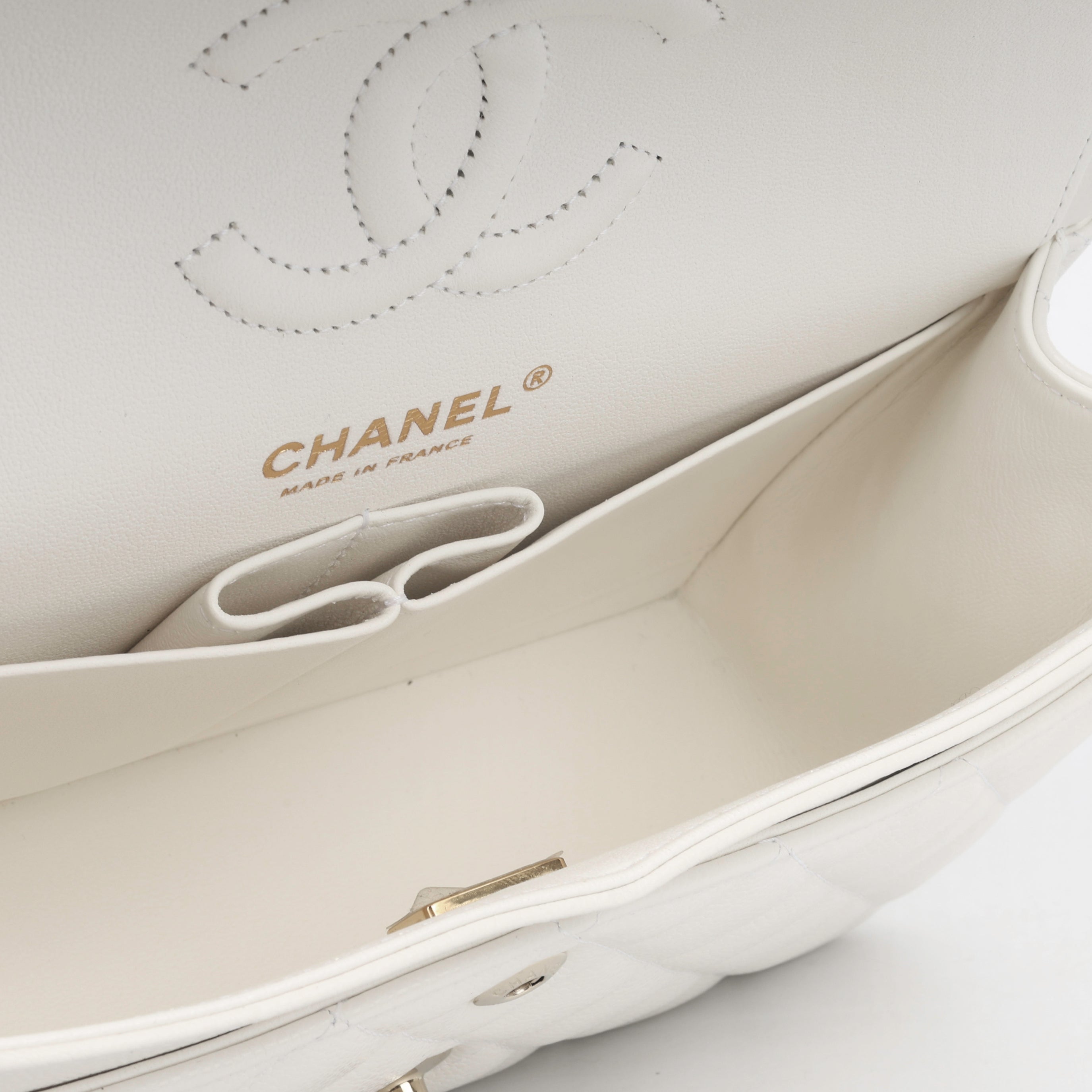 Chanel Small Classic Flap Bag - White