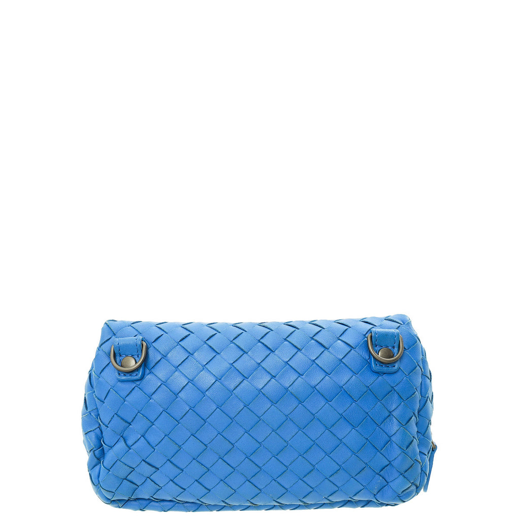 Bottega Veneta Blue Azur Intrecciato Nappa Veneta Expandable Mini Chain Crossbody Bag