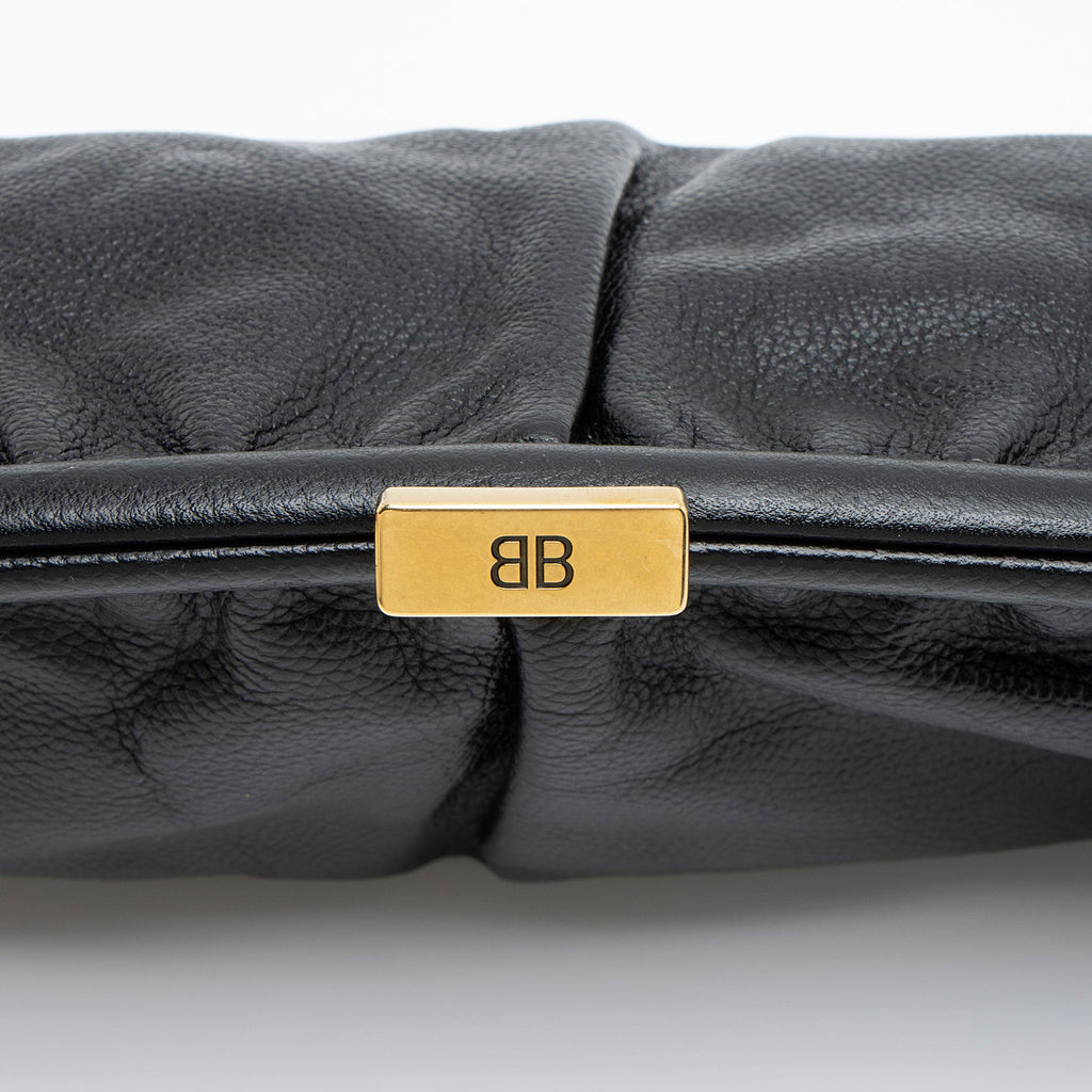 Balenciaga Calfskin Logo Cloud XL Framed Clutch (SHF-DUmqD8)