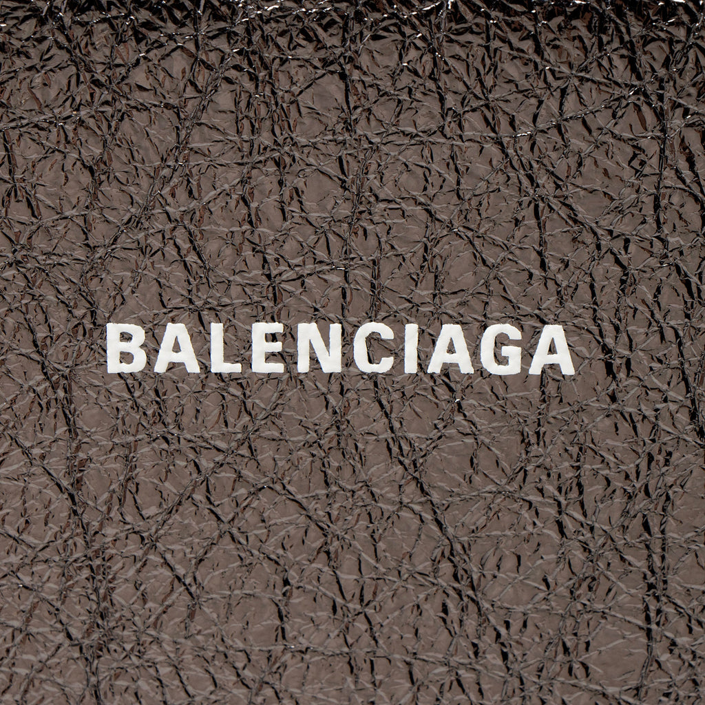 Balenciaga Crinkled Patent Logo Cash Phone Holder on Chain