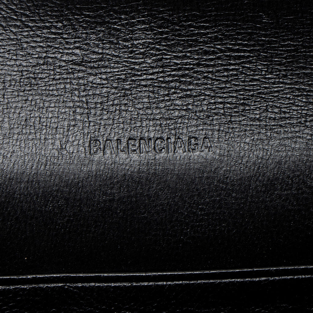 Balenciaga Crinkled Patent Logo Cash Phone Holder on Chain