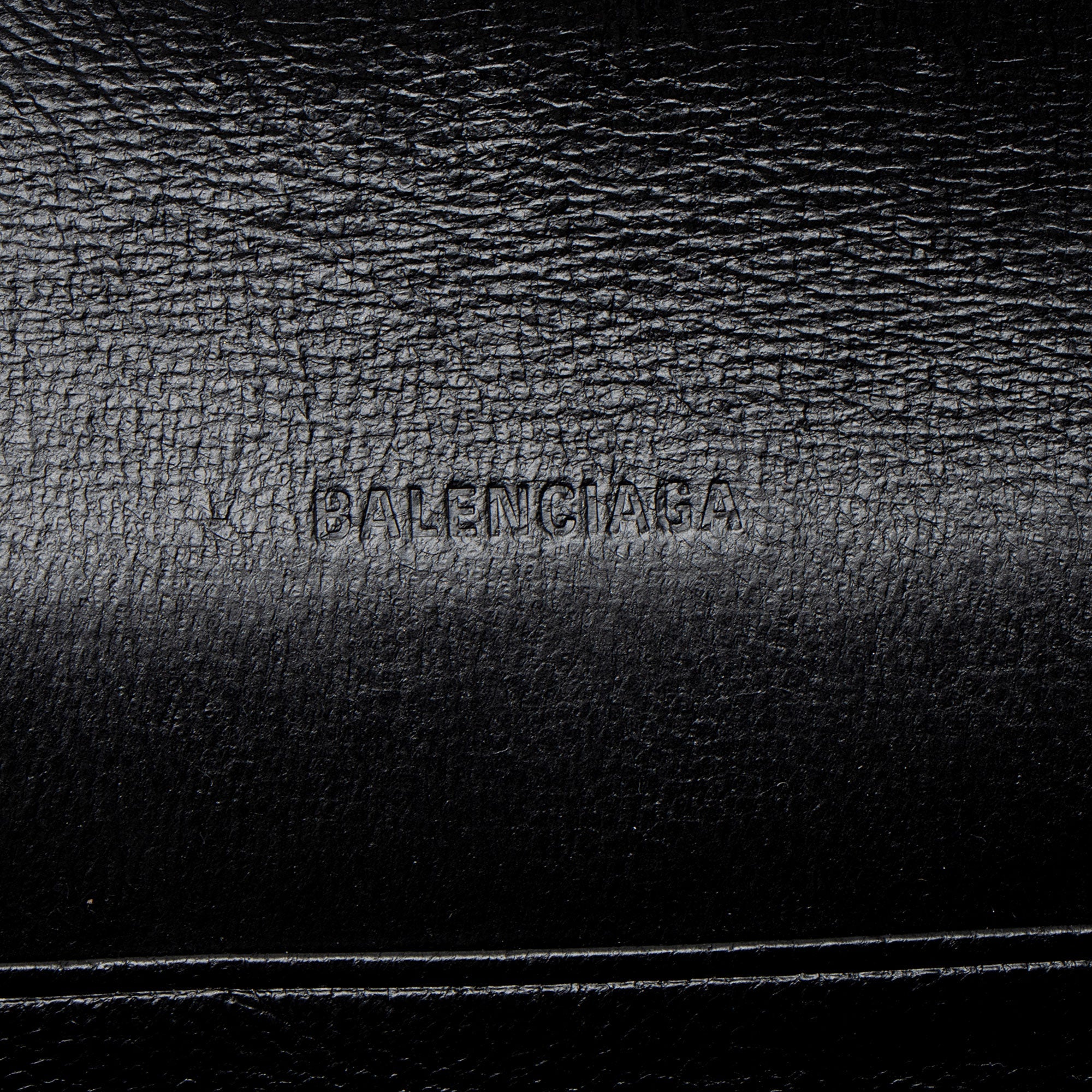 Balenciaga Crinkled Patent Logo Cash Phone Holder on Chain