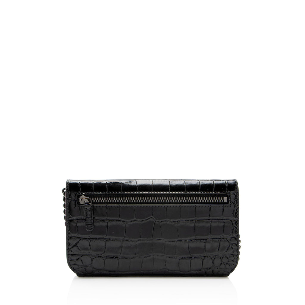 Balenciaga Croc Embossed BB Phone Holder on Chain