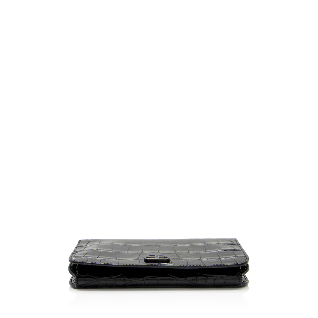 Balenciaga Croc Embossed BB Phone Holder on Chain