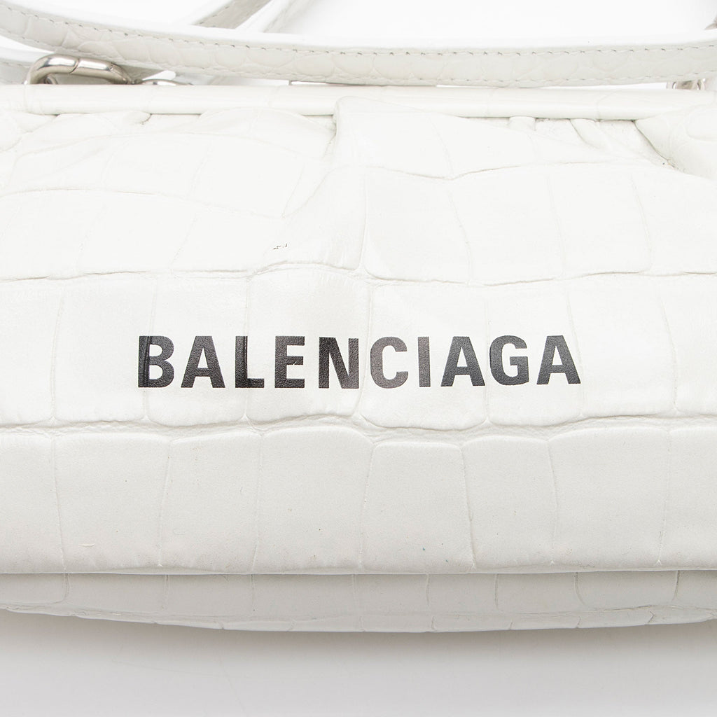 Balenciaga Croc Embossed Calfskin Logo Cloud XS Framed Clutch