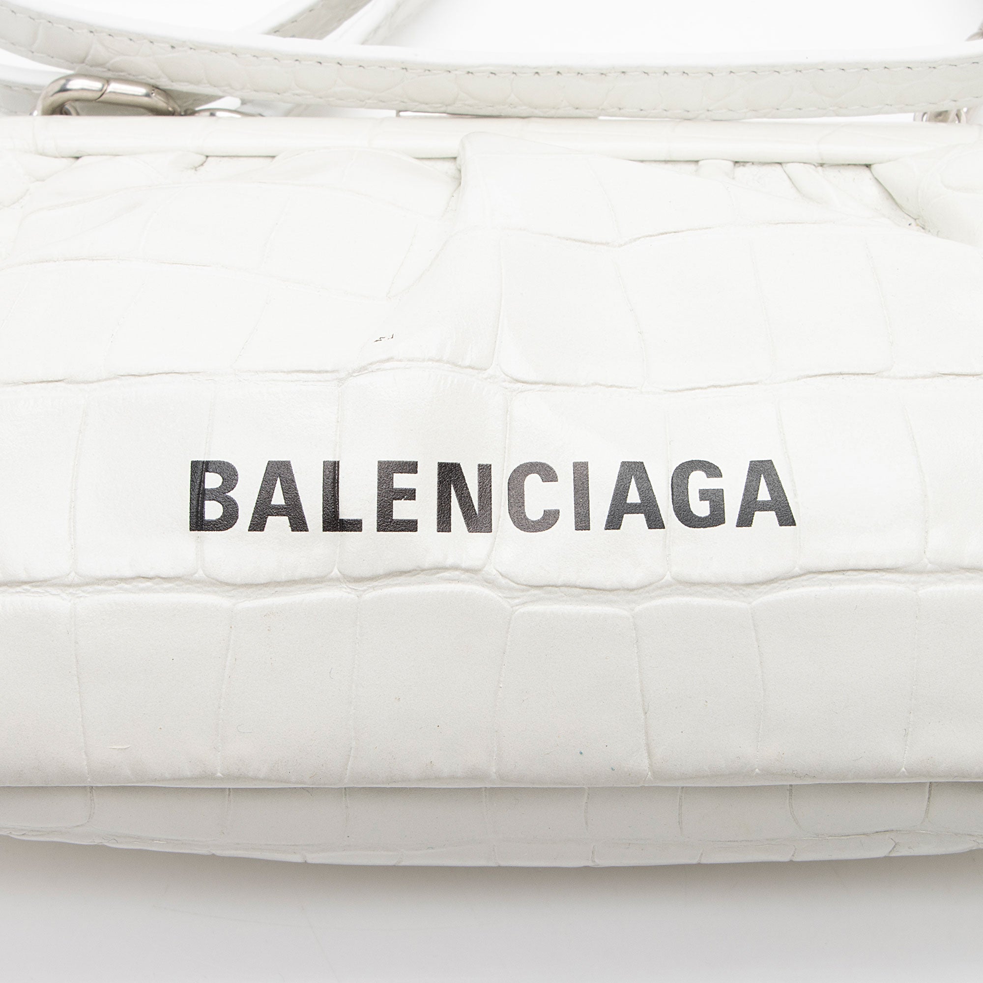 Balenciaga Croc Embossed Calfskin Logo Cloud XS Framed Clutch