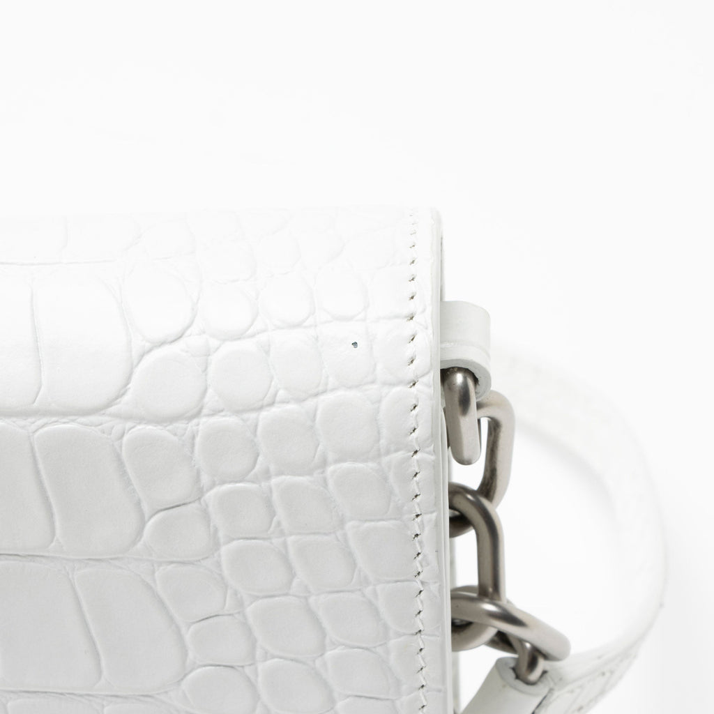 Balenciaga Croc Embossed Calfskin Lock Medium Shoulder Bag