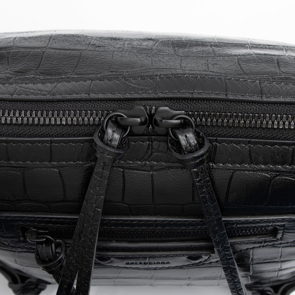 Balenciaga Croc Embossed Calfskin Neo Classic XS Hobo (SHF-eCbmjO)