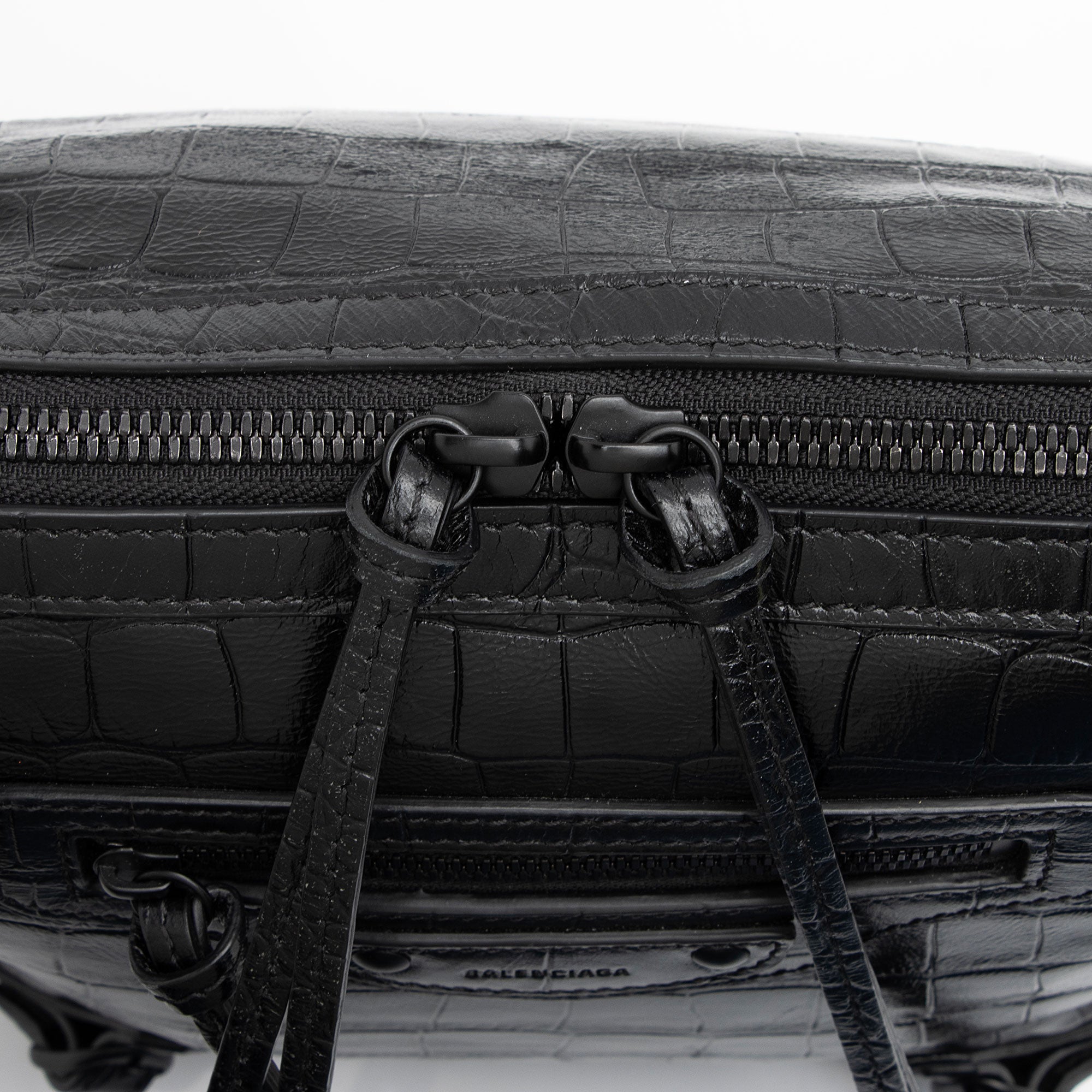 Balenciaga Croc Embossed Calfskin Neo Classic XS Hobo (SHF-eCbmjO)