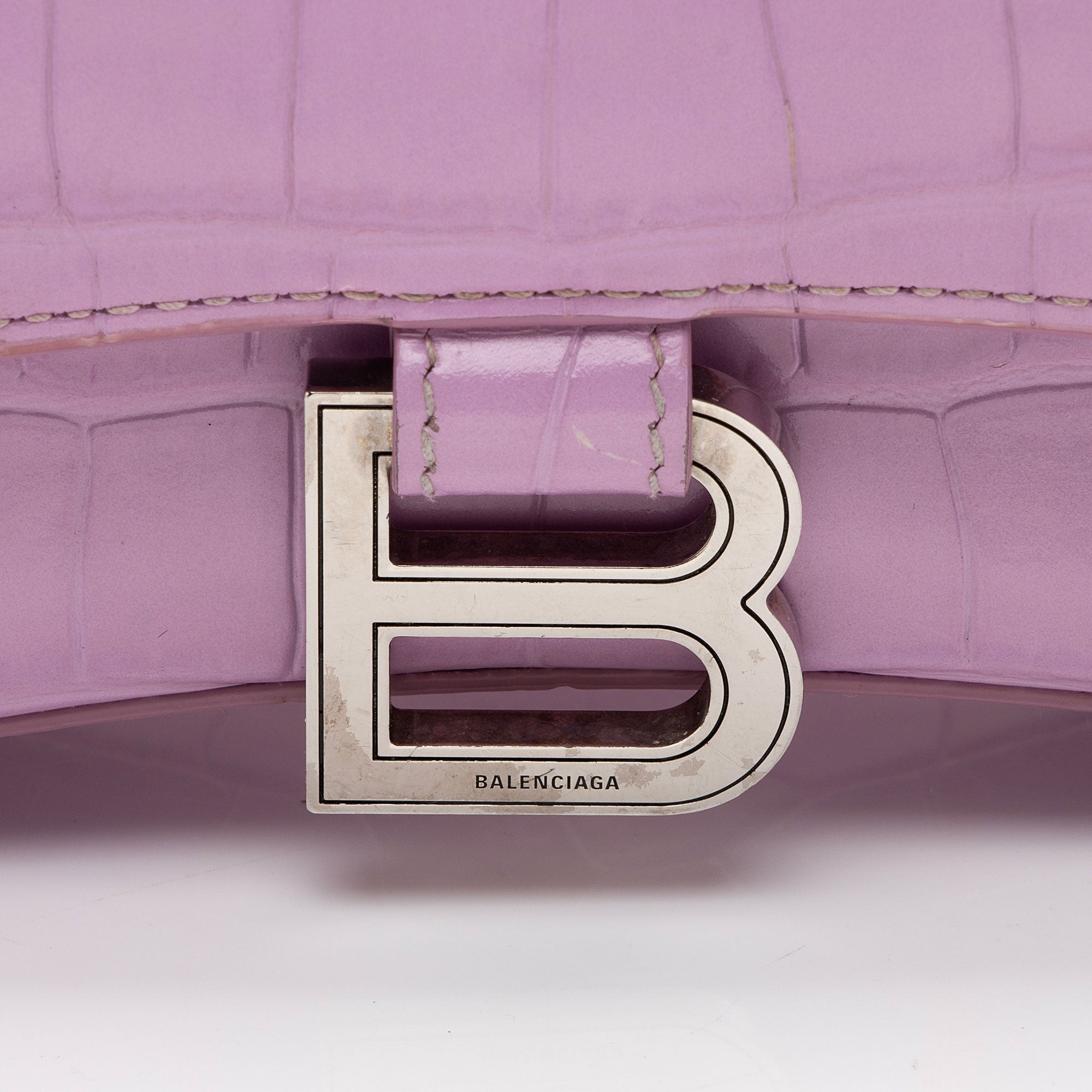 Balenciaga Shiny Croc Embossed Calfskin Hourglass XS Top Handle