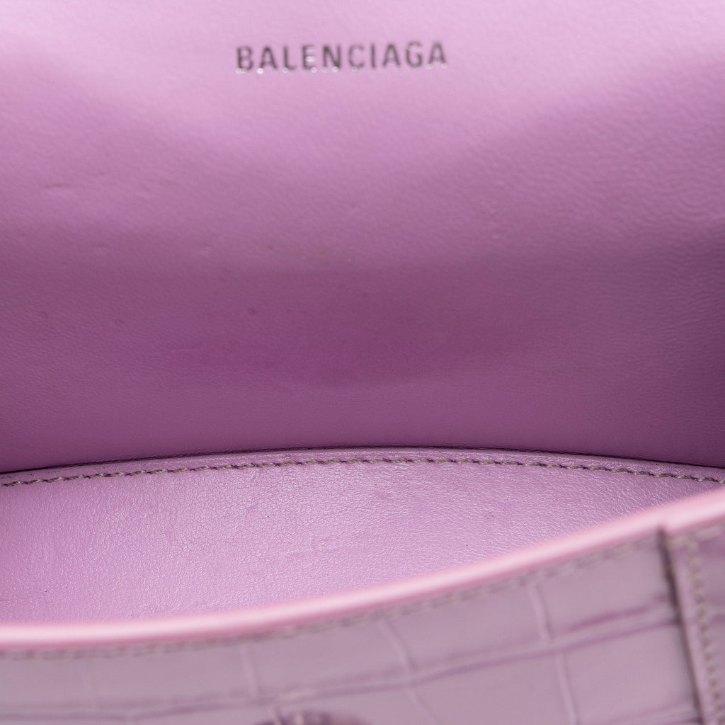 Balenciaga Shiny Croc Embossed Calfskin Hourglass XS Top Handle