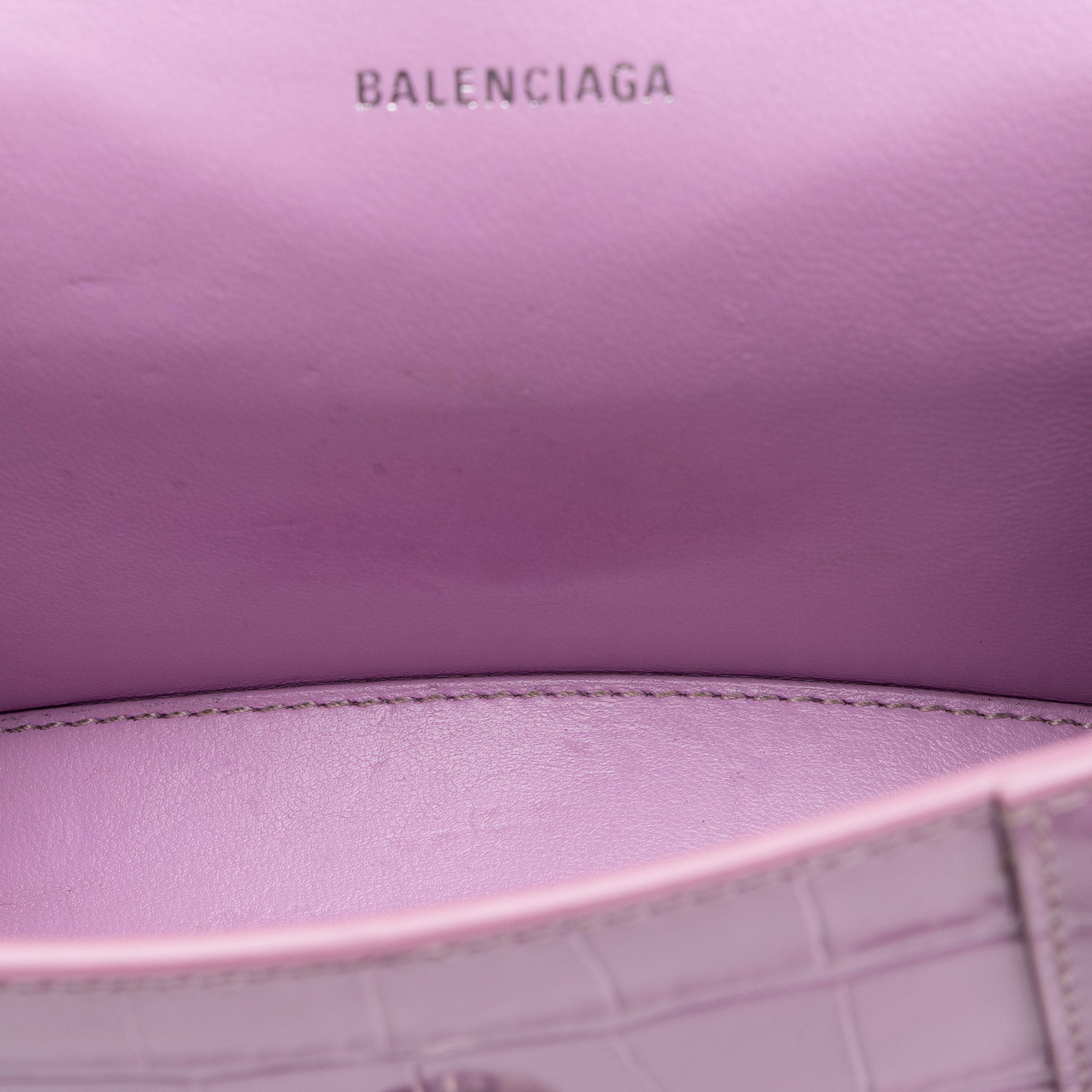 Balenciaga Shiny Croc Embossed Calfskin Hourglass XS Top Handle
