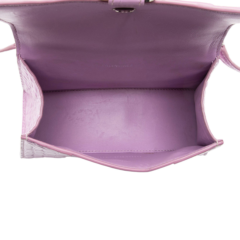 Balenciaga Shiny Croc Embossed Calfskin Hourglass XS Top Handle