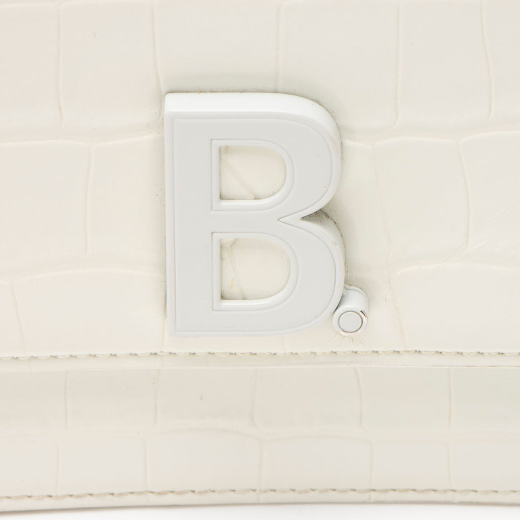 Balenciaga Croc Embossed Leather Small B Bag