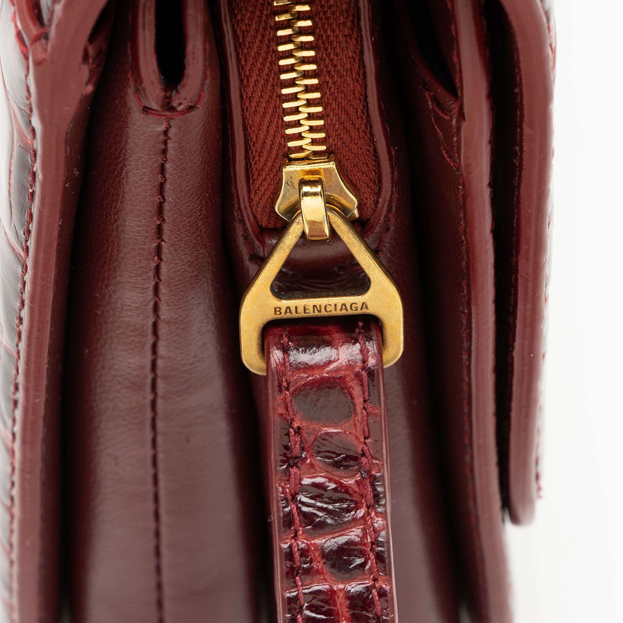 Balenciaga Croc Embossed Leather Small B Bag