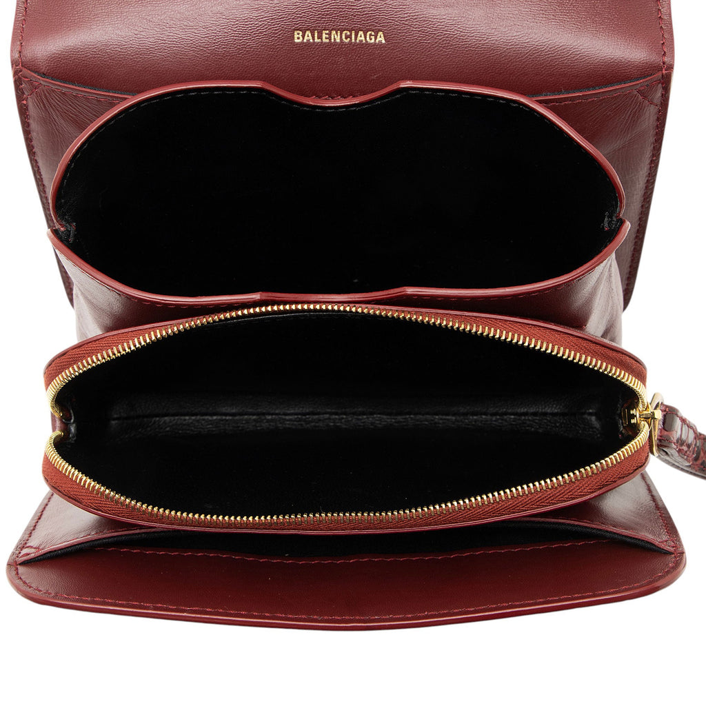Balenciaga Croc Embossed Leather Small B Bag