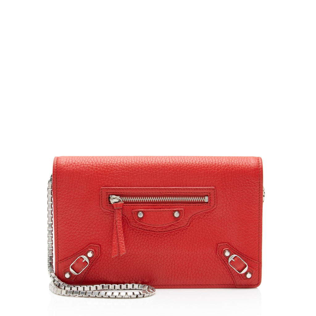 Balenciaga Grained Calfskin Classic City Wallet on Chain